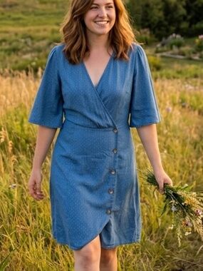 seen worn kept denim dress Anthropologie Seen Worn Kept Denim Pinafore Dress 4 NWOT SOLD OUT